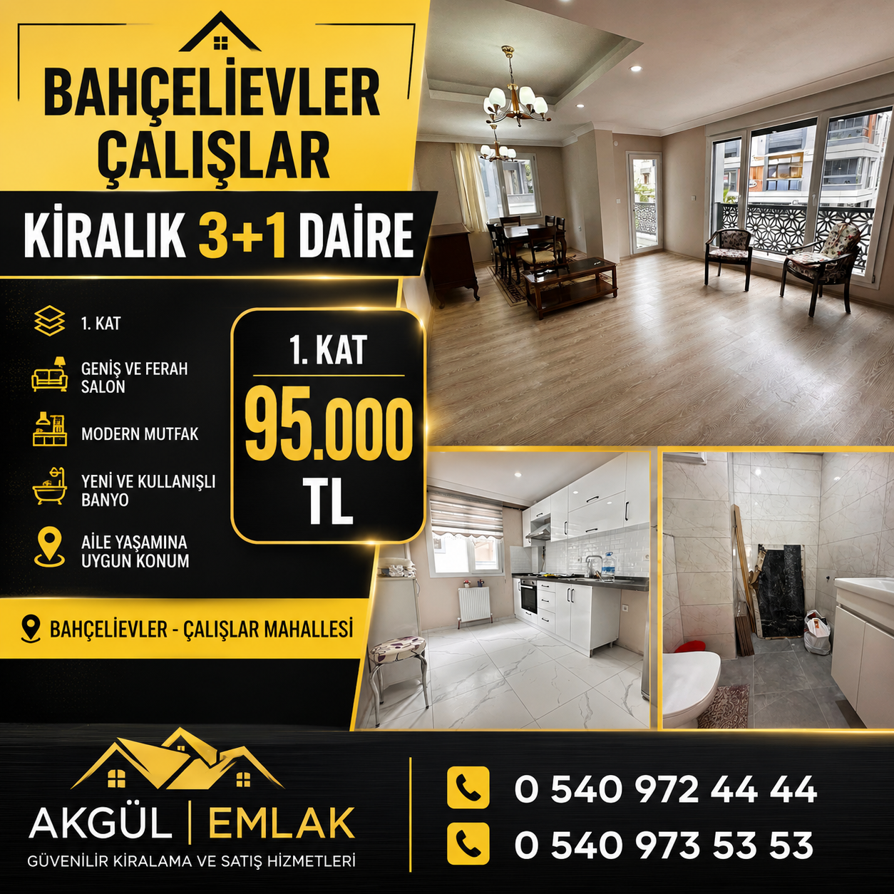 3+1,1.KAT 120M2 KİRALIK DAİRE BAHÇELİEVLER ÇALIŞLAR #kiralıkdaire #bahçelievler #güngören #bakırköy #akgülemlak #emlak #emlakçı
